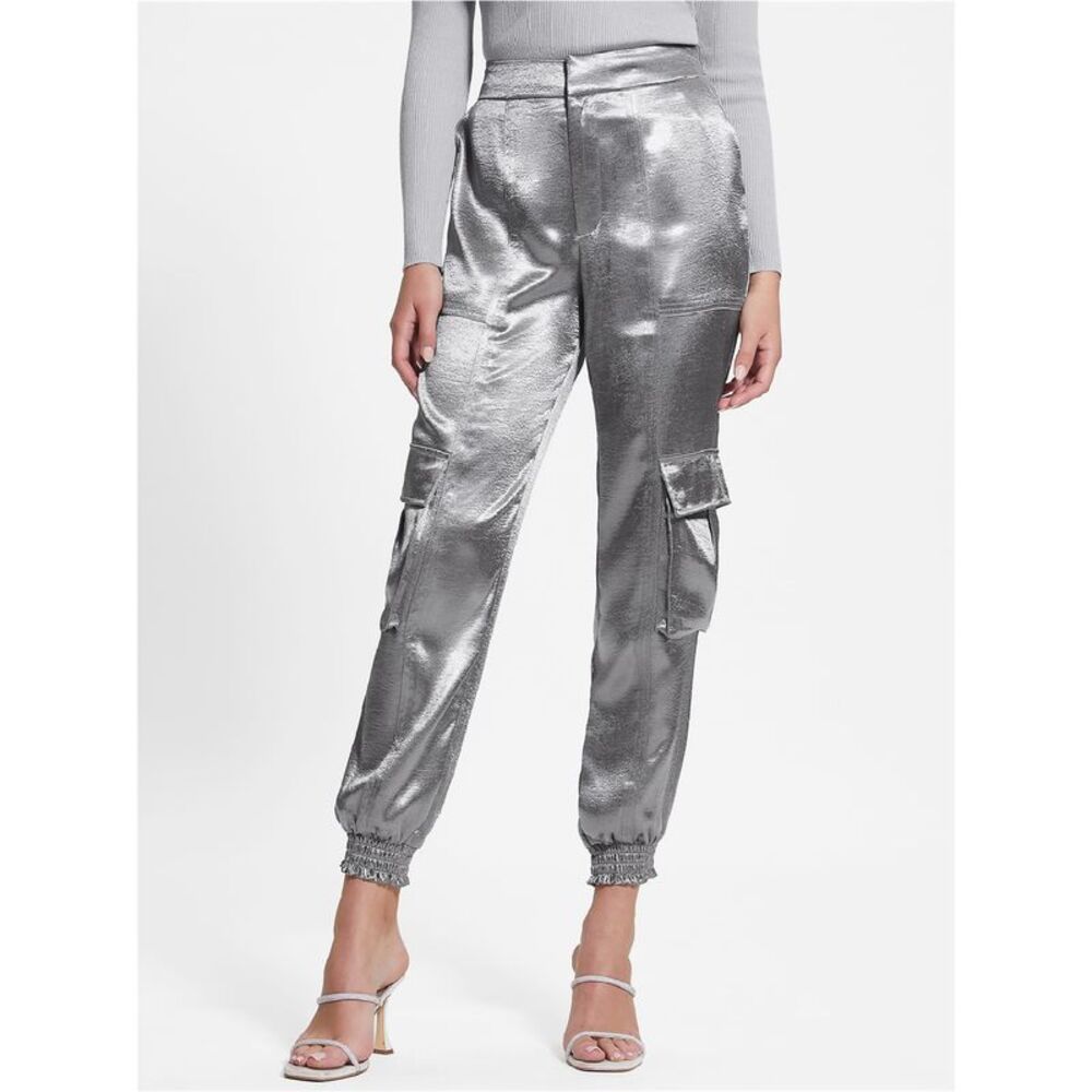GUESS Womens Eco Soundwave Satin Straight Leg Jogger Cargo Casual Pants, , M, DM